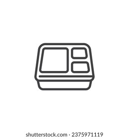 Food serving tray line icon. linear style sign for mobile concept and web design. Portion lunch box outline vector icon. Symbol, logo illustration. Vector graphics