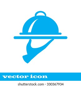 Food Serving Tray Platter. blue icon. vector.