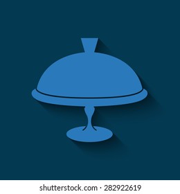 Food serving tray platter  with shadow on a blue background