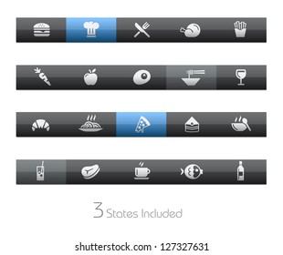 Food - Set 1 of 2 // Blackbar Series + It includes 3 buttons states in different layers. +