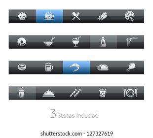 Food - Set 2 of 2 // Blackbar Series + It includes 3 buttons states in different layers. +