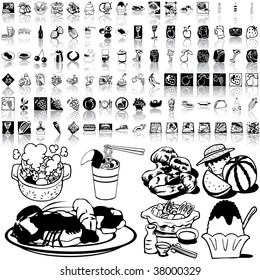 Food set of black sketch. Part 8-0. Isolated groups and layers.