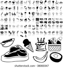 Food set of black sketch. Part 2-0. Isolated groups and layers.
