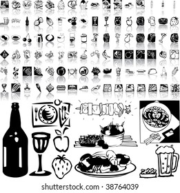 Food set of black sketch. Part 8-1. Isolated groups and layers.