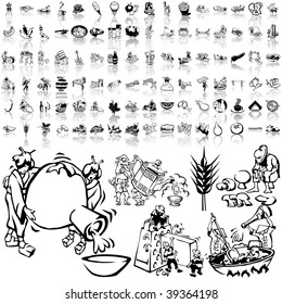 Food set of black sketch. Part 5-3. Isolated groups and layers.