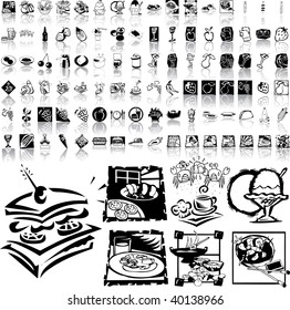 Food set of black sketch. Part 8-5. Isolated groups and layers.