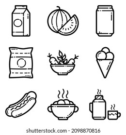 Food Set Flat Icon Set Isolated On White Background