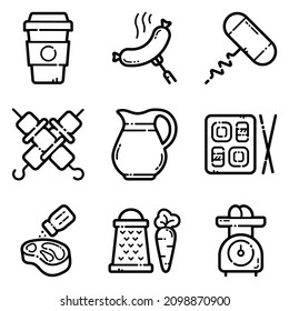 Food Set Flat Icon Set Isolated On White Background