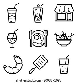Food Set Flat Icon Set Isolated On White Background
