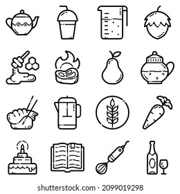 Food Set Flat Icon Set Isolated On White Background