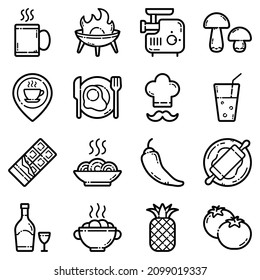 Food Set Flat Icon Set Isolated On White Background