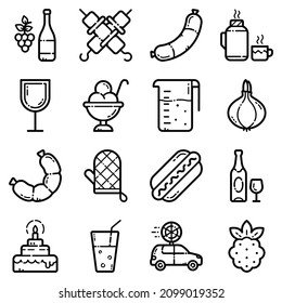 Food Set Flat Icon Set Isolated On White Background