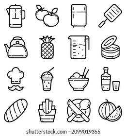 Food Set Flat Icon Set Isolated On White Background