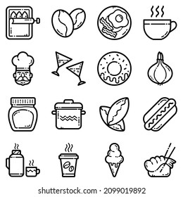 Food Set Flat Icon Set Isolated On White Background