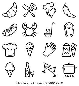 Food Set Flat Icon Set Isolated On White Background