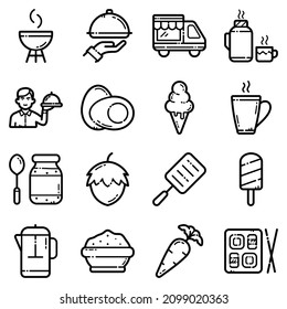 Food Set Flat Icon Set Isolated On White Background