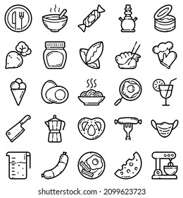 Food Set Flat Icon Set Isolated On White Background