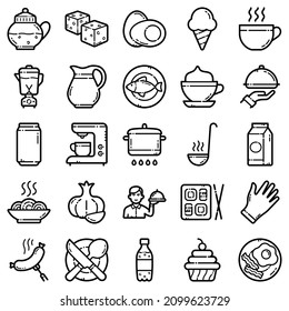 Food Set Flat Icon Set Isolated On White Background