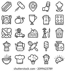 Food Set Flat Icon Set Isolated On White Background