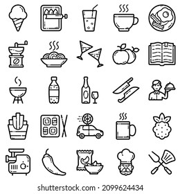 Food Set Flat Icon Set Isolated On White Background