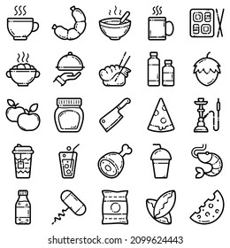 Food Set Flat Icon Set Isolated On White Background
