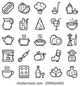 Food Set Flat Icon Set Isolated On White Background