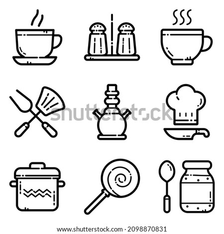 Food Set Flat Icon Set Isolated On White Background