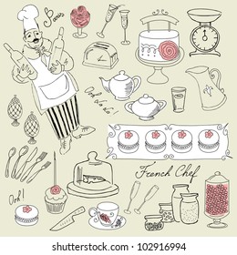 Food set, french cuisine