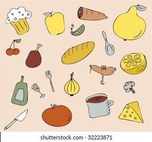 food set milk cherry rooster fruit pastry chicken meat coffee harvest poultry tomato knife cake food glass healthy set art series supper painting graphic dine picture science diner image silverware dr