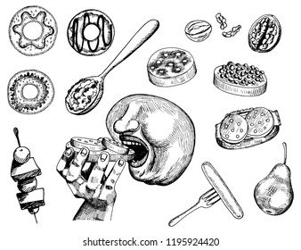 food set of sandwiches. sketch set isolated