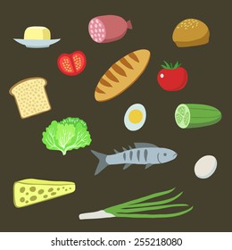 Food set. Vector illustration. 