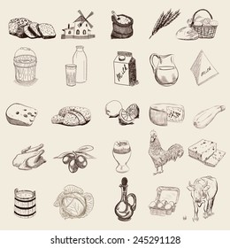 food set. vector sketches