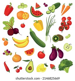 Food set. Set of vegetables and fruits