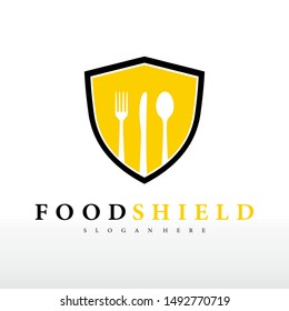 Food shield logo design template vector