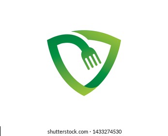 Food and Shield Logo Template, Icon, Symbol