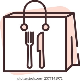 Food shippment bag, illustration or icon, vector on white background.