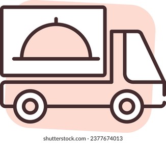 Food shippment truck, illustration or icon, vector on white background.