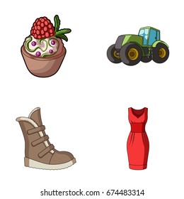 food, shoes and other web icon in cartoon style. transport, fashion icons in set collection.