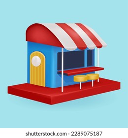 Food shop, 3d vector suitable for design asset and business