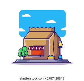 Food Shop Building Cartoon Vector Illustration Stock Vector (Royalty ...