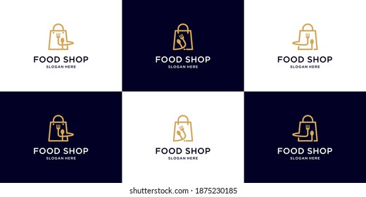Food shop logo collection. shop food logo inspiration
