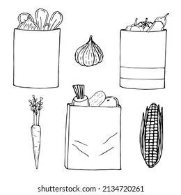Food shopping vector illustration, hand drawing sketch