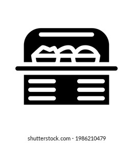 food showcase glyph icon vector. food showcase sign. isolated contour symbol black illustration