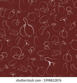 food silhouette seamless pattern background illustration red