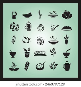 food silhouette set Clipart on a hex color background