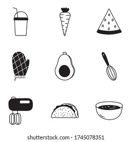 food silhouette style icon set design, eat restaurant and menu theme Vector illustration