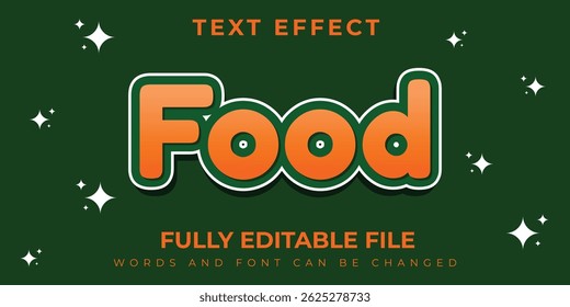 Efeito de texto de design simples de comida com fundo verde