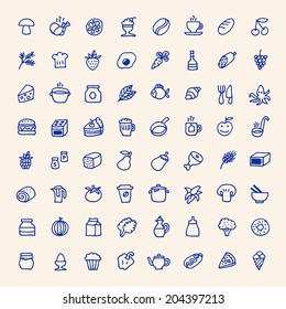 Food simple icons set. Vector illustration. Hand drawn.