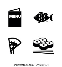 Food. Simple Related Vector Icons Set for Video, Mobile Apps, Web Sites, Print Projects and Your Design. Black Flat Illustration on White Background.