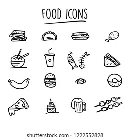 Food sketch icons lineart
